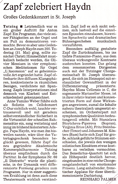 Haydn, Süddeutsche Zeitung, 23.05.2009 Haydn, Süddeutsche Zeitung, 23.05.2009