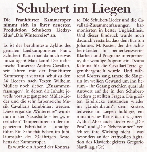 Winterreise, Frankfurter Neue Presse, 13.10.2007 Winterreise, Frankfurter Neue Presse, 13.10.2007