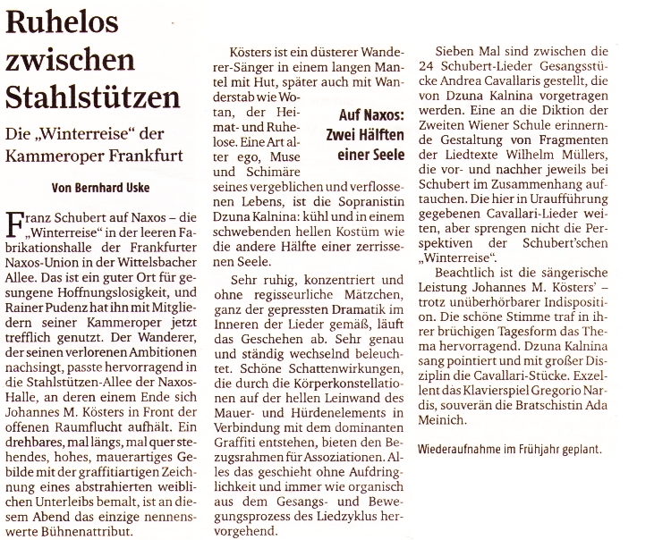 Winterreise, Frankfurter Rundschau