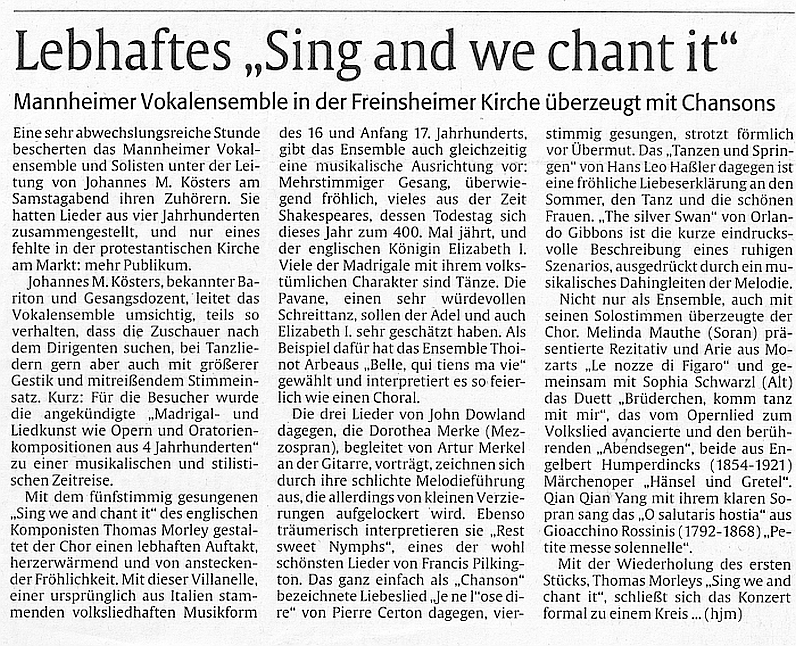 Kritik Kirche Freinsheim, Die Rheinpfalz, 25.04.2016 Kritik Kirche Freinsheim, Die Rheinpfalz, 25.04.2016